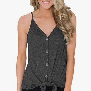 Button Down Tank Tops for Women Casual Summer Tops Sleeveless Tie Front Strappy